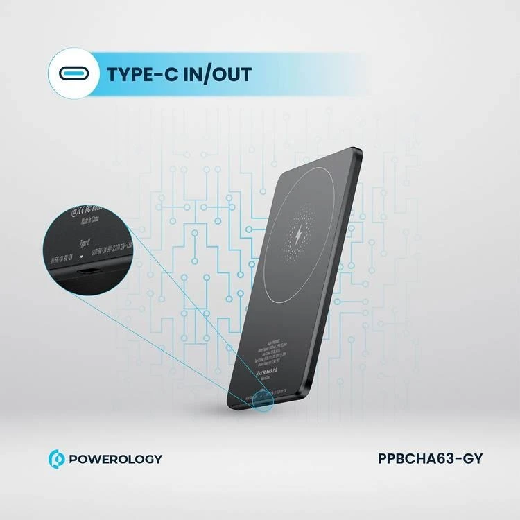 پاوربانک وایرلس شارژ مگ سیف 5000 میلی آمپر پاورولوژی مدل Powerology PP063