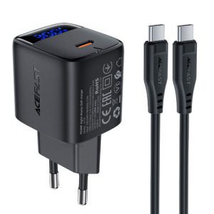 شارژر دیواری 30 واتی با کابل دوسر تایپ سی مدل AceFast A115