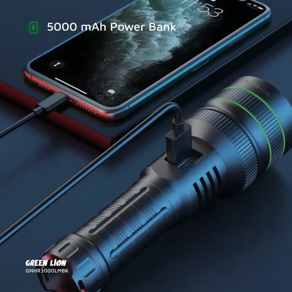چراغ قوه گرین لاین 3000 لومن Green Lion Hyper Ray Pro LED GNHR3000LMBK