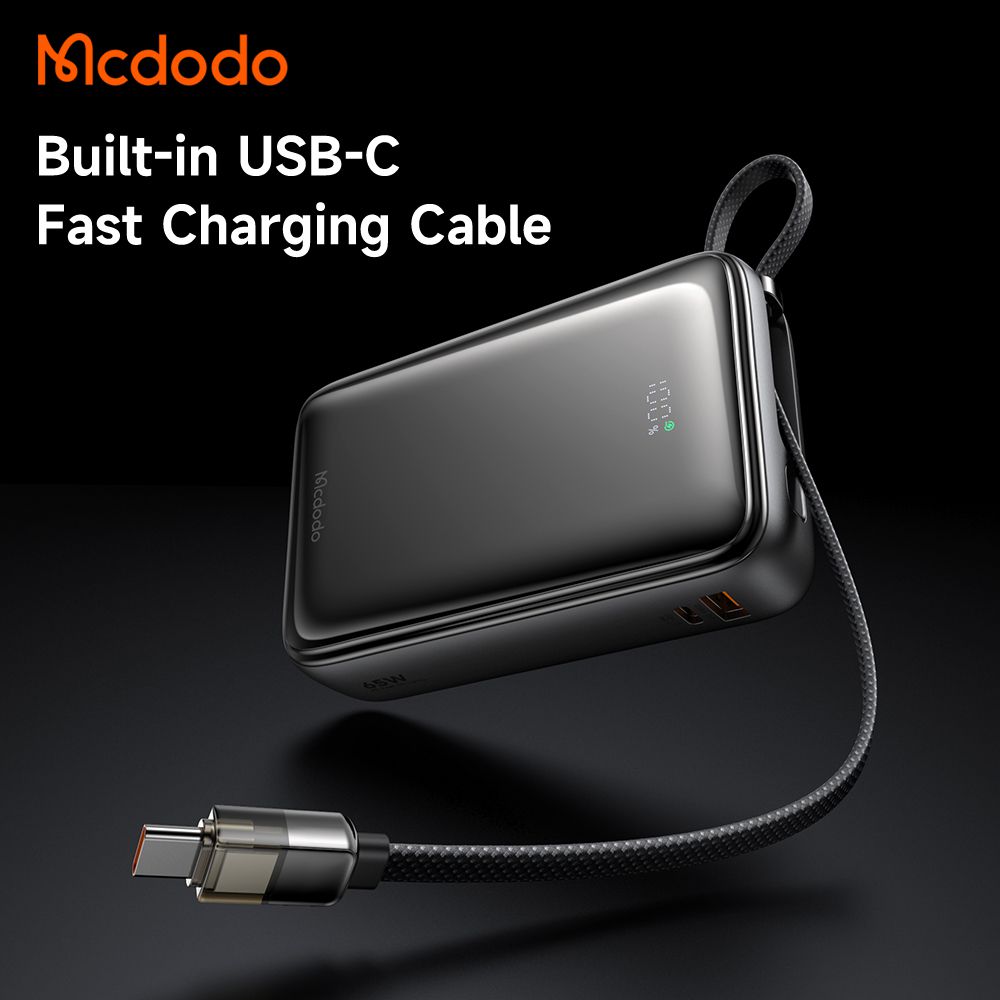 پاوربانک 20000 میلی آمپر 65 واتی با کابل متصل تایپ سی مک دودو مدل Mcdodo MC-637