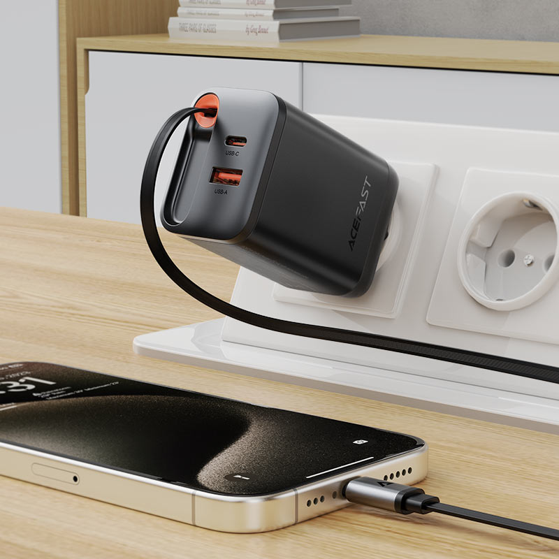 شارژر دیواری 67 واتی گان با کابل تایپ سی ایس فست مدل AceFast A111