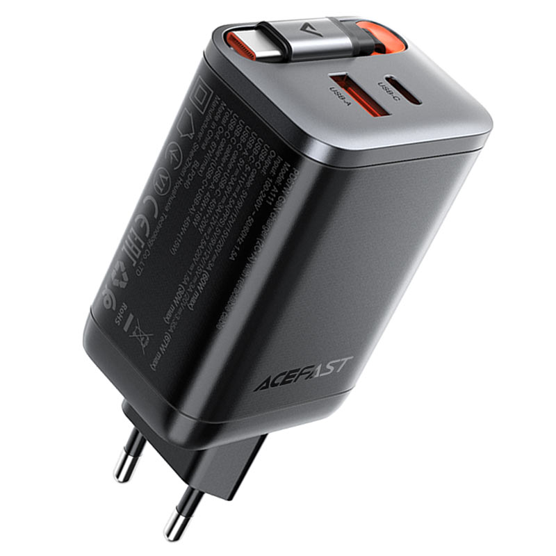 شارژر دیواری 67 واتی گان با کابل تایپ سی ایس فست مدل AceFast A111