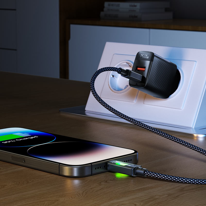 کابل شارژ تایپ سی 1.2 متری با نور RGB ایس فست مدل AceFast C21-04