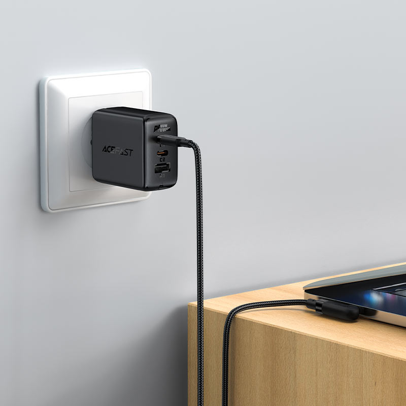 کابل شارژ دوسر تایپ سی 100 واتی 90 درجه ای 2 متری ایس فست مدل AceFast C5-03