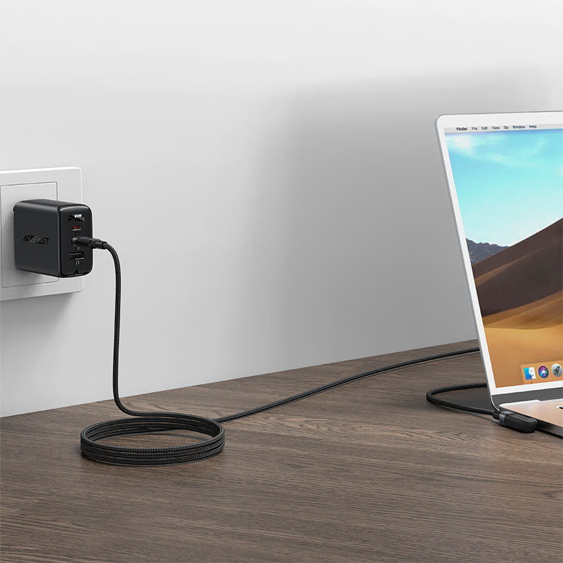 کابل شارژ دوسر تایپ سی 100 واتی 90 درجه ای 2 متری ایس فست مدل AceFast C5-03