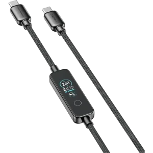 کابل شارژ دوسر تایپ سی هوشمند 1.2 متری پاورولوژی مدل Powerology PCABCM0121BK