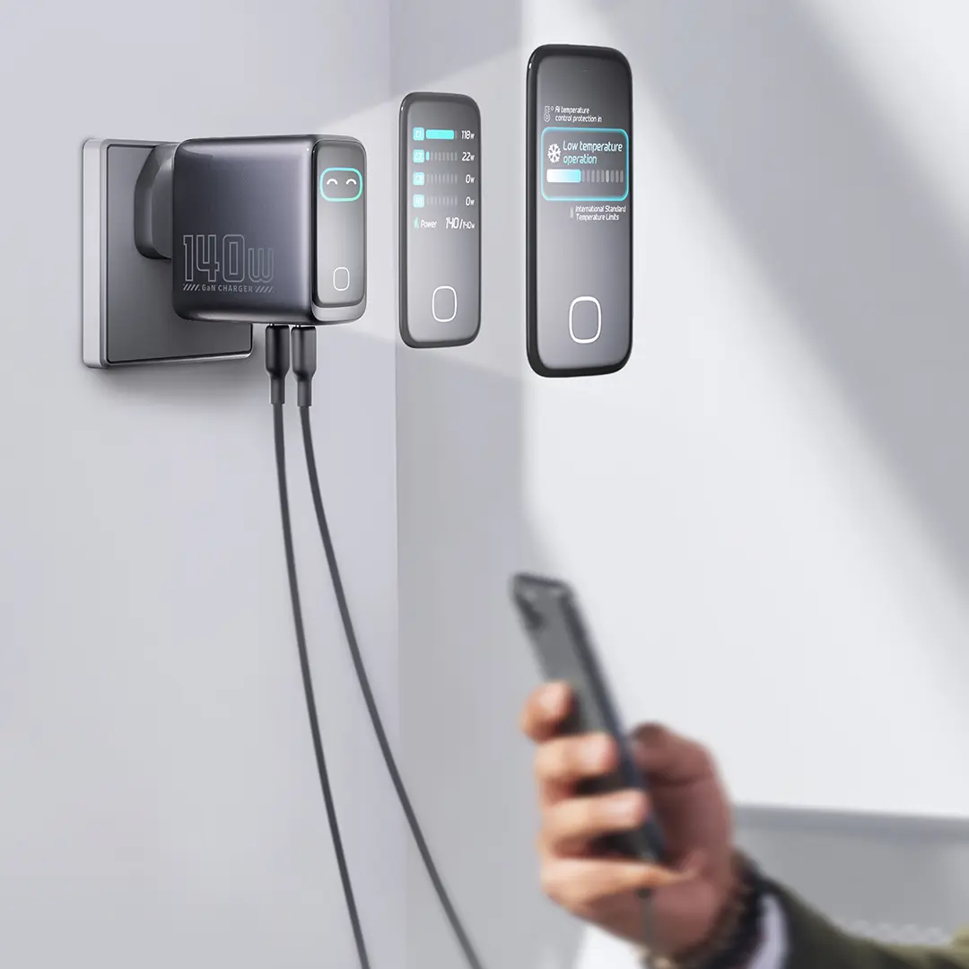 شارژر دیواری 140 واتی گان پاورولوژی مدل Powerology PWGAN140WBK