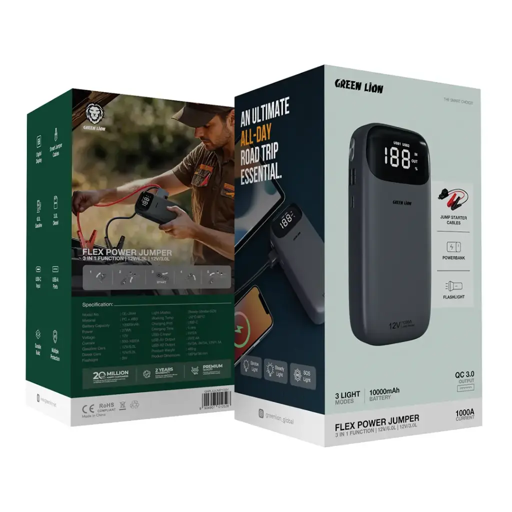 جامپ استارتر 10000 میلی آمپر گرین مدل Green Lion GNFLXJUMP10GY