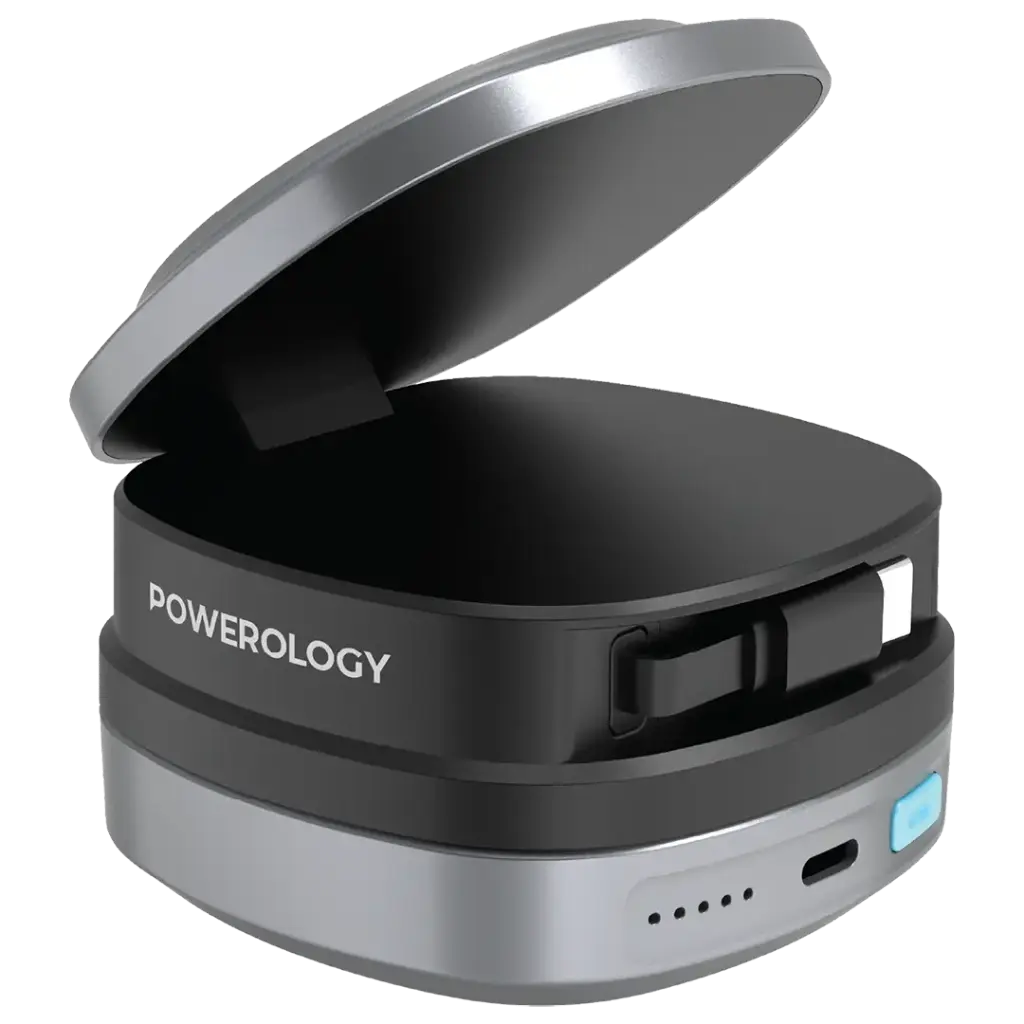 شارژر رومیزی وایرلس شارژ با کابل متصل تایپ سی70 سانتی متری پاورولوژی مدل Powerology PPBFT04BK