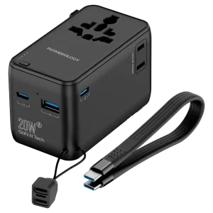 شارژر دیواری و تبدیل یونیورسال و پاوربانک 4000 میلی آمپر پاورولوژی مدل Powerology PWCUQC054BK