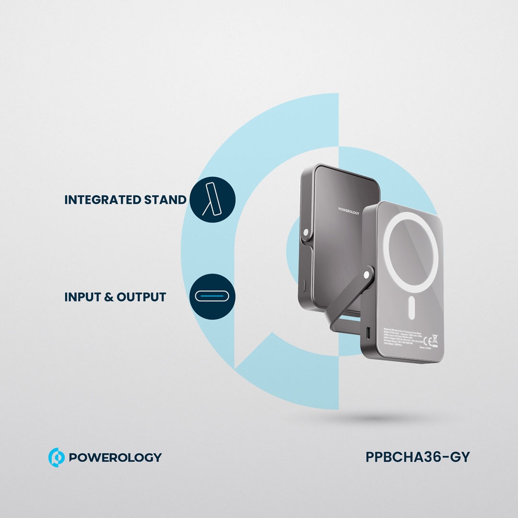 پاوربانک 10000 میلی آمپر 20 واتی وایرلس شارژ مگ سیف پاورولوژی مدل Powerology PP036