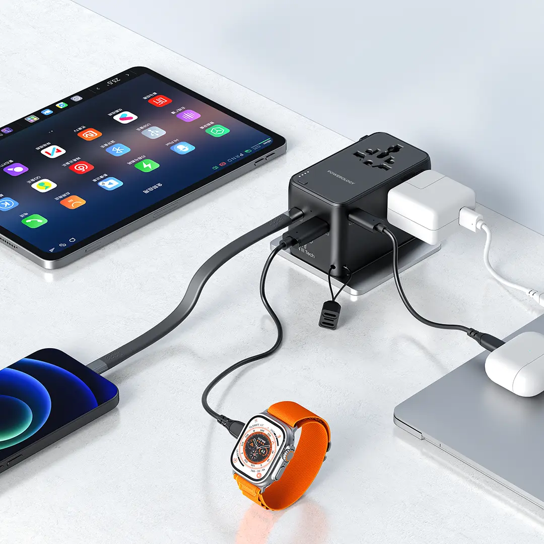 شارژر دیواری و تبدیل یونیورسال و پاوربانک 4000 میلی آمپر پاورولوژی مدل Powerology PWCUQC054BK