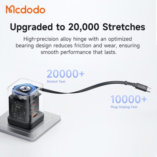 شارژر دیواری 4 پورت 100 وات مک دودو تکنولوژی گان با کابل جمع شونده تایپ سی مدل Mcdodo GaN CH-8470 (تصویر دوم)