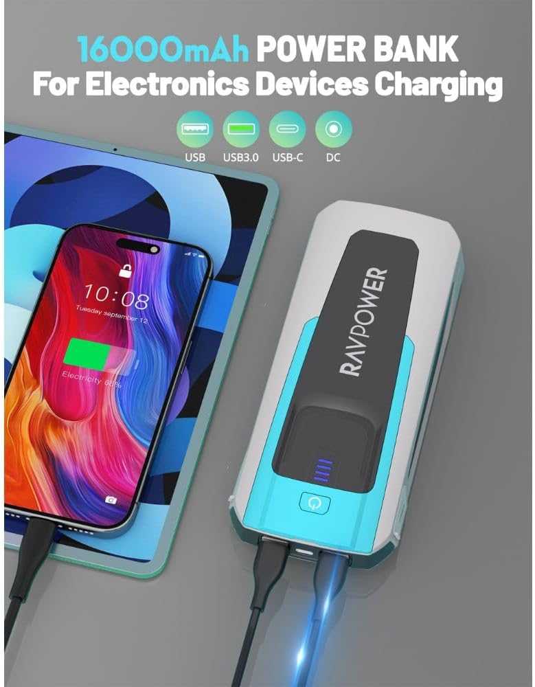 جامپ استارتر خودرو راوپاور با ظرفیت 16000 میلی آمپر مدل Ravpower RP-PB1226 (تصویر دوم)