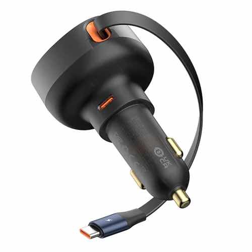 شارژر فندکی بیسوس 60 واتی با کابل قرقره ای تایپ سی مدل Baseus Enjoyment Pro (تصویر سوم)