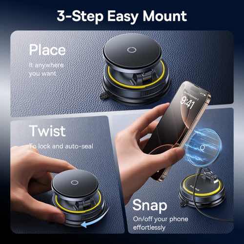 هولدر موبایل وایرلس شارژر مگنتی وکیومی بیسوس مدل Baseus T0P1 PrimeTrip VC2 Flex Pro C0013F00 (تصویر پنجم)