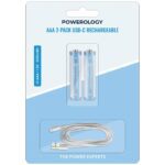 پک 2 تایی باتری نیم قلمی شارژی 1200 میلی وات ساعت پاورولوژی مدل Powerology battry AAA pwaaa122