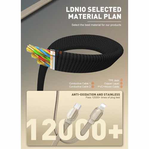 کابل شارژ تایپ سی به لایتنینگ الدینیو سیم تخت کنفی 1 متری 30 واتی مدل Ldnio LC211i (تصویر چهارم)