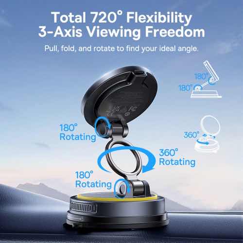 هولدر موبایل وایرلس شارژر مگنتی وکیومی بیسوس مدل Baseus T0P1 PrimeTrip VC2 Flex Pro C0013F00 (تصویر چهارم)