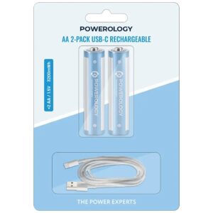 پک 2 تایی باتری قلمی شارژی 3200 میلی وات ساعت پاورولوژی مدل Powerology battry AA pwaa322
