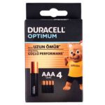 باتری نیم قلمی AAA آلکالاین اپتیموم دوراسل 4 تایی مدل DURACELL Alkaline Optimum AAA