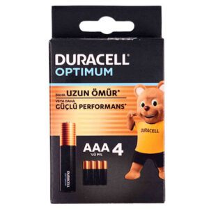 باتری نیم قلمی AAA آلکالاین اپتیموم دوراسل 4 تایی مدل DURACELL Alkaline Optimum AAA