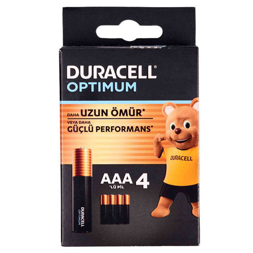 باتری نیم قلمی AAA آلکالاین اپتیموم دوراسل 4 تایی مدل DURACELL Alkaline Optimum AAA