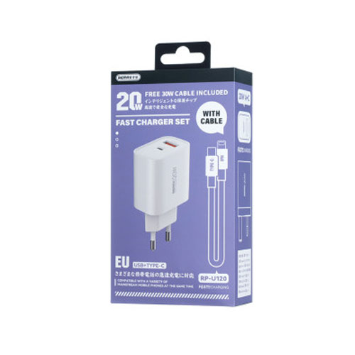 شارژر دیواری 20 واتی با کابل تایپ سی به لایتنینگ ریمکس مدل Remax RP-U120 (تصویر سوم)