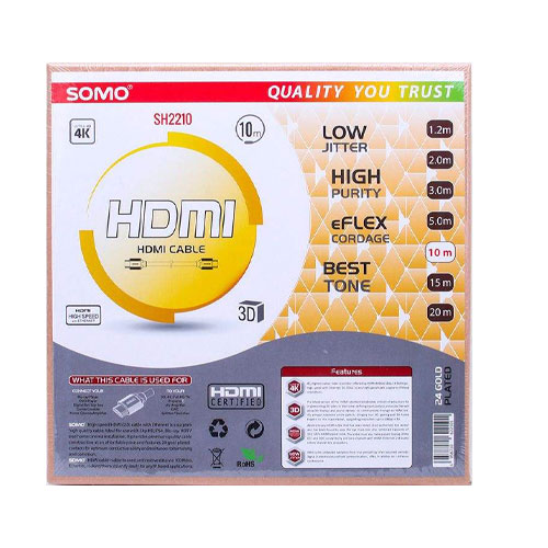 کابل HDMI سومو با کیفیت 4K ورژن 2 با طول 10 متر مدل Somo SH2210 (تصویر دوم)