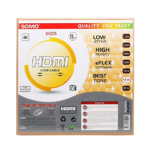 کابل HDMI سومو با کیفیت 4K ورژن 2 با طول 15 متر مدل Somo SH2215 (تصویر چهارم)