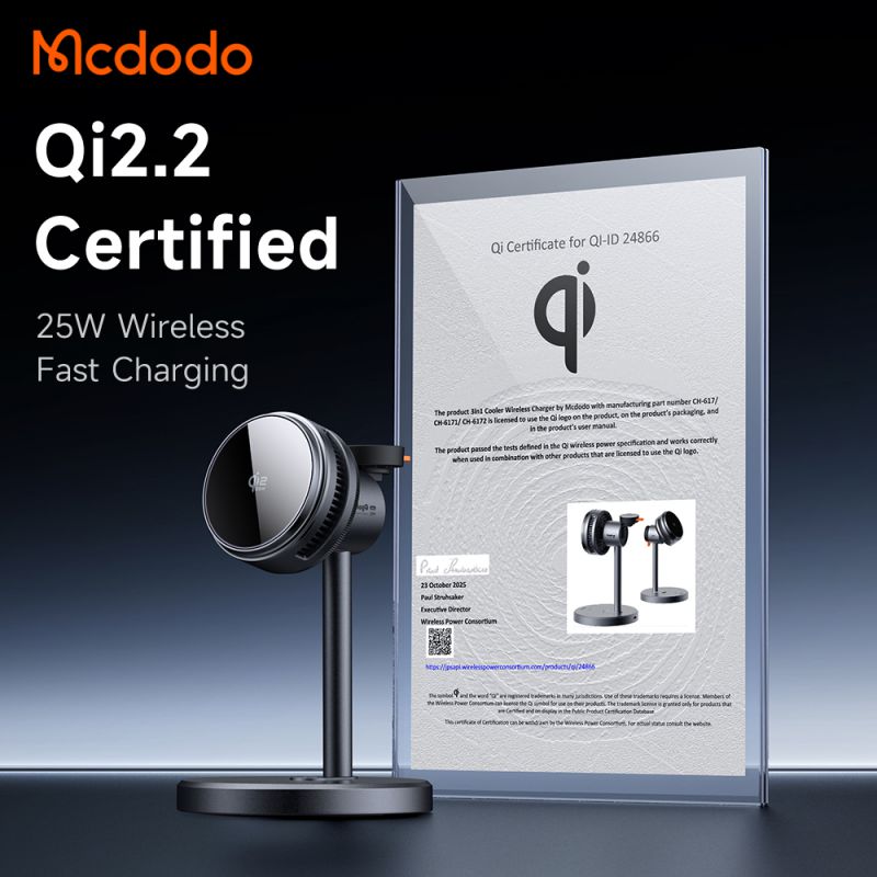 هولدر رومیزی و شارژر وایرلس مگنتی 25 وات 3 کاره مک دودو مدل Mcdodo Qi2.2 MagQ Ultra 6170 (تصویر چهارم)