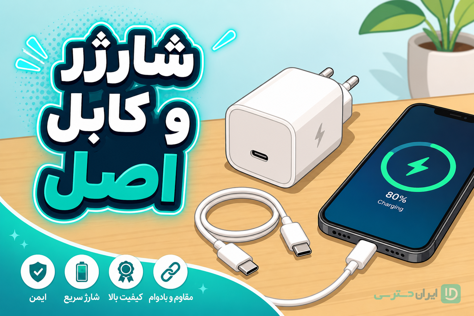 شارژر و کابل اصل برای گوشی نو