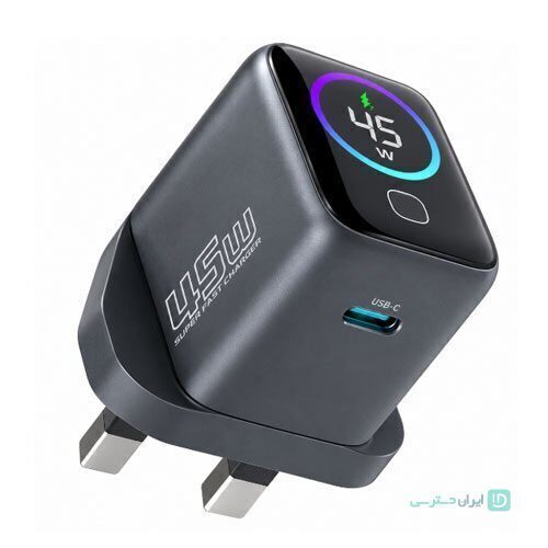 شارژر دیواری 45 واتی پاورولوژی با کابل دوسر تایپ سی 1 متری Voltflow مدل Powerology PWCUQC069CGY