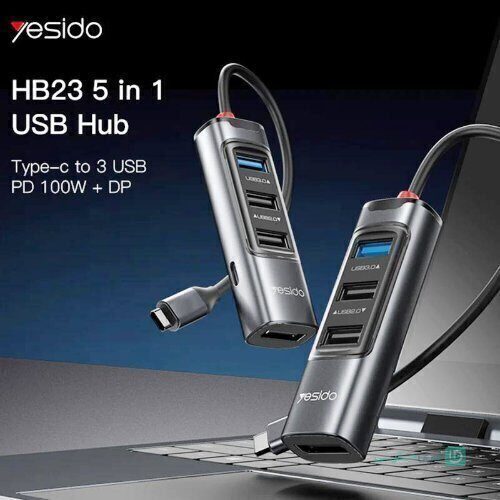 هاب تایپ سی 5 پورت 100 واتی یسیدو مدل Yesido HB22 (تصویر سوم)