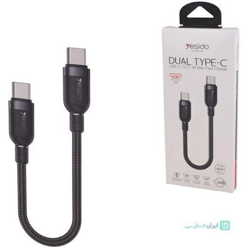 کابل دوسر تایپ سی 30 سانتیمتری 60 واتی یسیدو مدل Yesido CA188 (تصویر دوم)