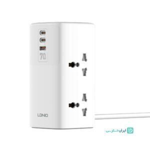 چند راهی برق و شارژر الدینیو 70 واتی تکنولوژی GaN مدل Ldnio SC4383