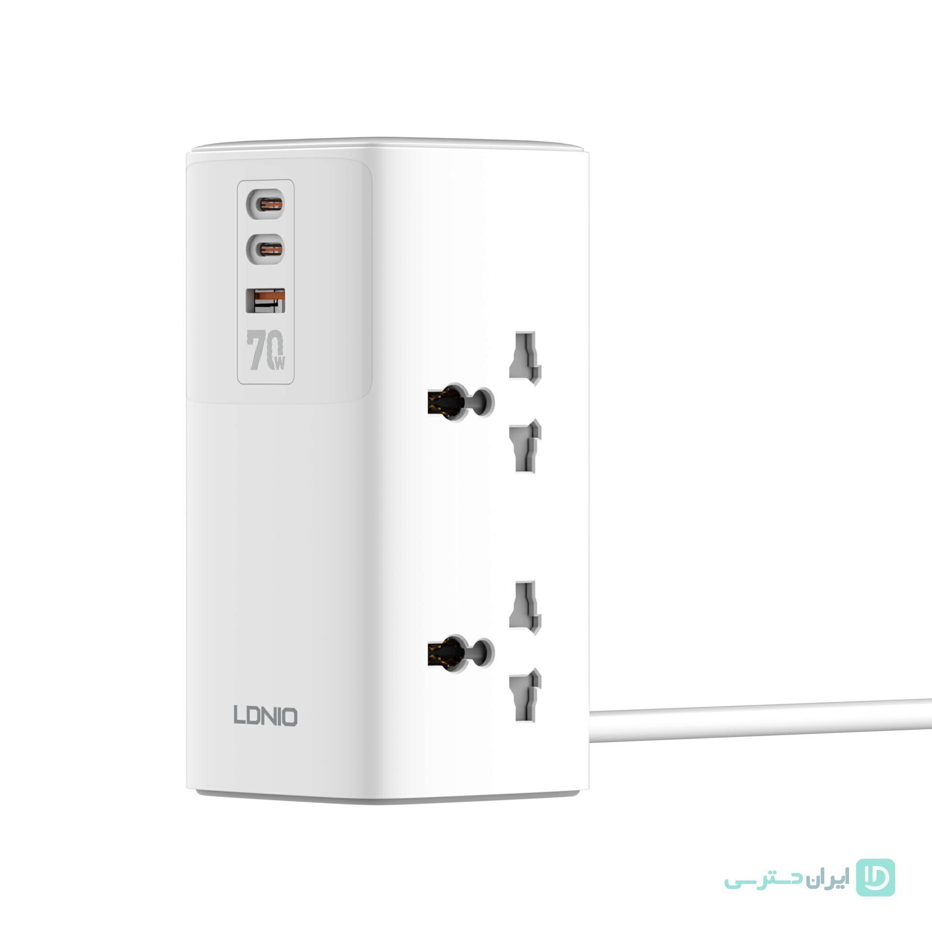 چند راهی برق و شارژر الدینیو 70 واتی تکنولوژی GaN مدل Ldnio SC4383