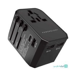 شارژر دیواری 45 واتی و مبدل برق یونیورسال پاورولوژی مدل Powerology P45PDUTVBK